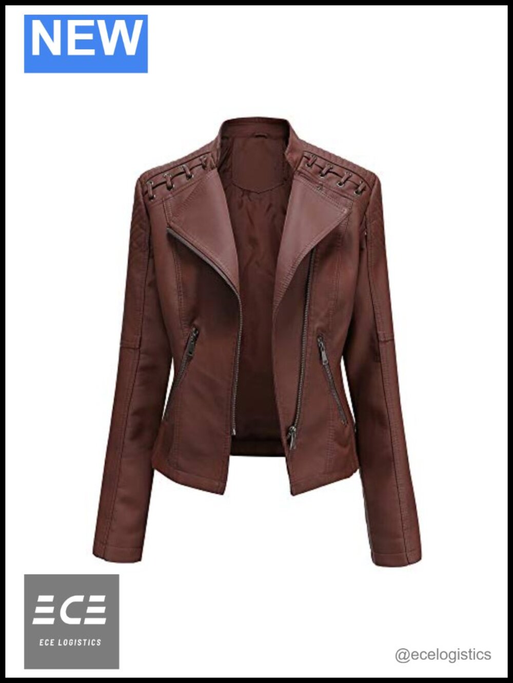 Faux Leather Jacket Women Bomber Belted Motorcycle Jacket
